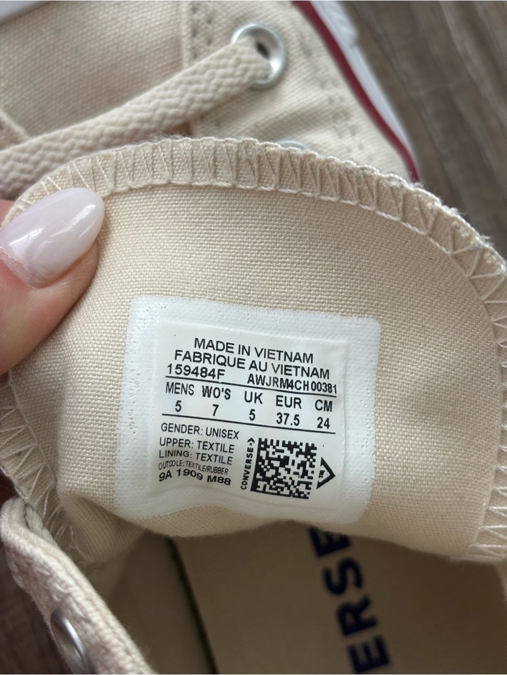 Converse All Star High Top Sneakers in Cream with Red Trim - Picture 3 of 5